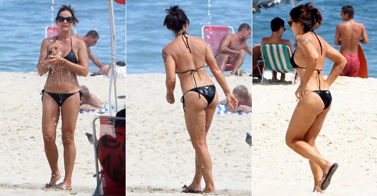 Luiza Brunet exibe corpão em Ipanema