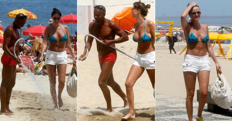 Letícia Birkheuer é paparicada por cavalheiro no Rio de Janeiro