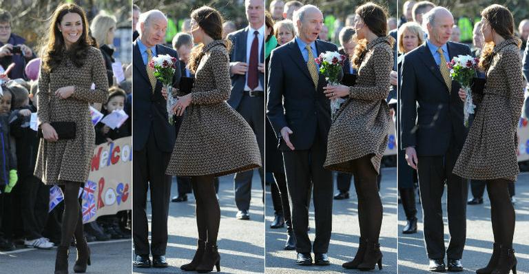 Vento trai Kate Middleton em compromisso oficial