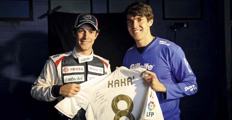 Bruno Senna recebe visita do craque Kaká na Espanha