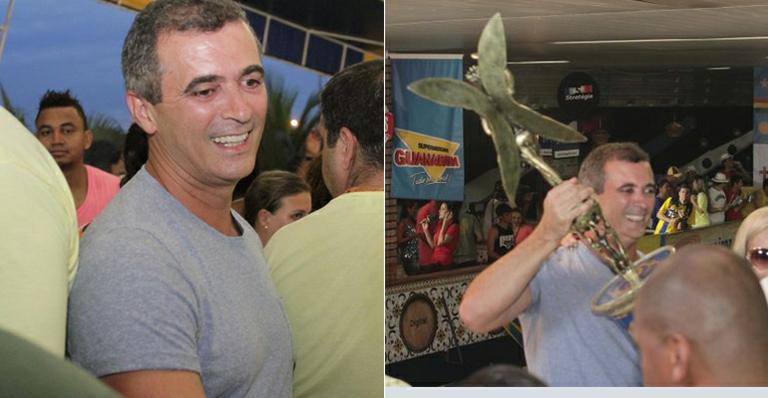 Paulo Barros, carnavalesco da Tijuca levanta o troféu