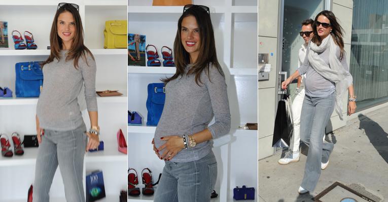 Alessandra Ambrosio mostra barrigão na Califórnia