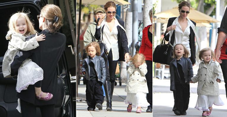 Knox e Vivienne esbanjam simpatia em passeio com a mãe, Angelina Jolie
