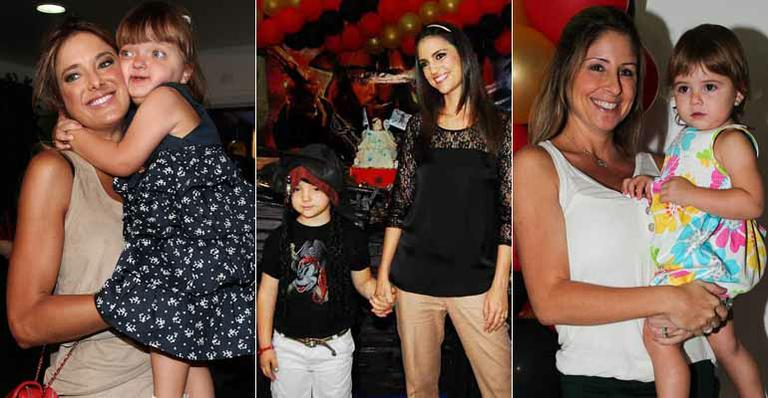 Chris Flores recebe vips em festa de aniversário do filho