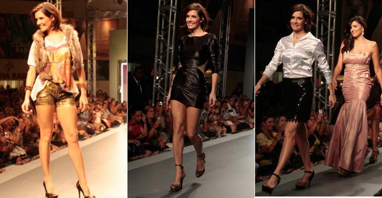 Deborah Secco desfila com ex-BBBs no Brás