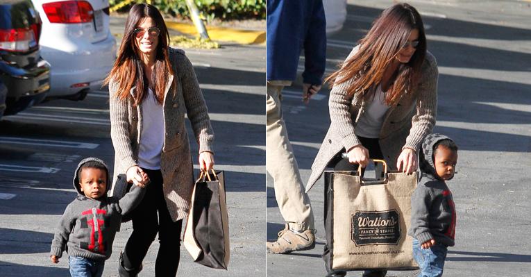 Filho de Sandra Bullock fica bravo com paparazzi ou não gosta de ir para a aulinha?