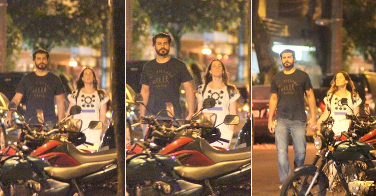 Thiago Lacerda e Vanessa Lóes passeiam de mãos dadas no Rio