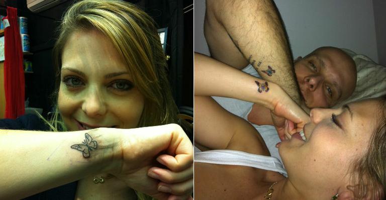 Scheila Mello e Fernando Scherer têm tatuagens ‘gêmeas’