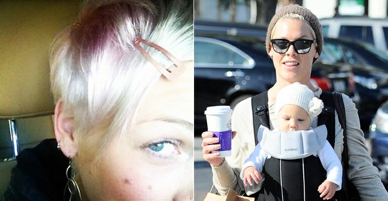 Cantora Pink pinta os cabelos de rosa e mostra foto para fãs na internet