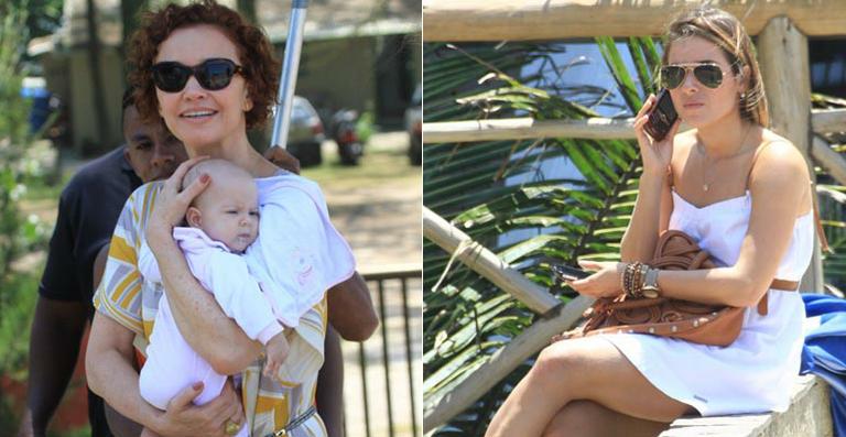 Monique Alfradique e Julia Lemmertz gravam novela em praia