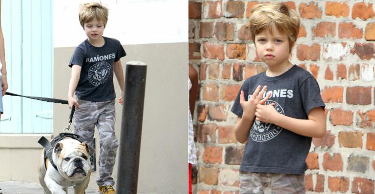 Shiloh escolhe mais um look masculino; confira as escolhas da filha do casal Jolie-Pitt
