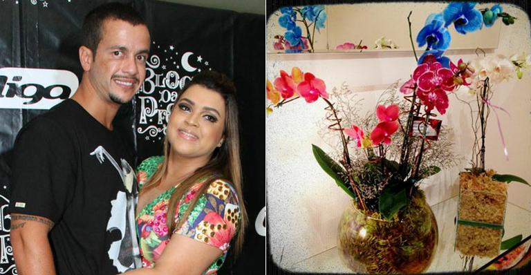 Preta Gil ganha orquídeas do marido Carlos Henrique pelo Dia da Mulher