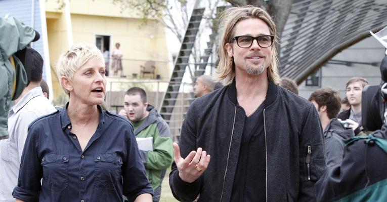 Na companhia de Ellen Degeneres, Brad Pitt visita vítimas do furacão Katrina