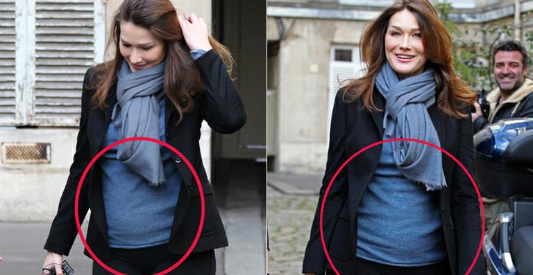 Grávida? Carla Bruni desfila barriguinha suspeita