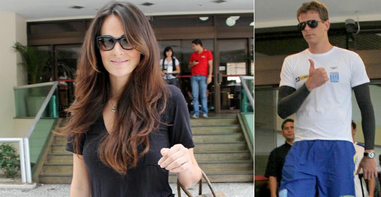 Priscila Machado visita Cesar Cielo em hotel no Pará durante competição de natação