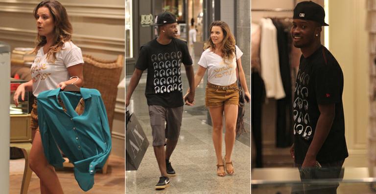 Thiaguinho acompanha Fernanda Souza em compras no shopping