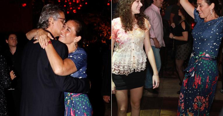 Animada, Lilia Cabral cai na pista em família