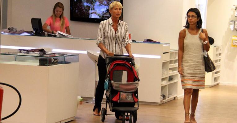 Xuxa leva seu cão Dudu para fazer compras