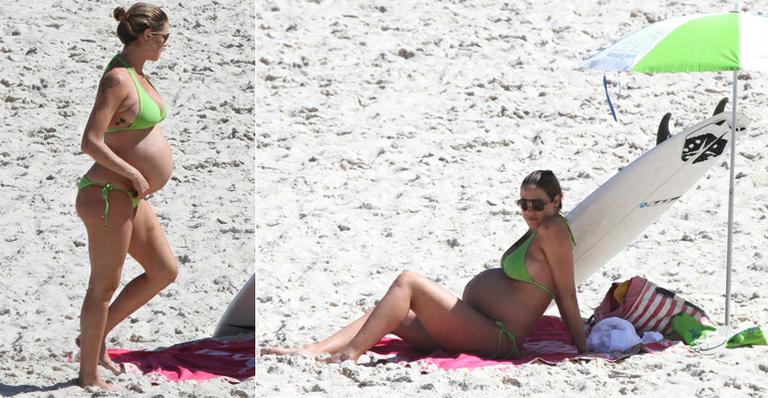 Luana Piovani mostra barrigão de oito meses de gestação na praia