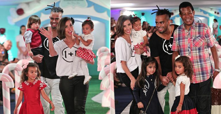 Tania Khalill e Jairzinho desfilam com as filhas em São Paulo