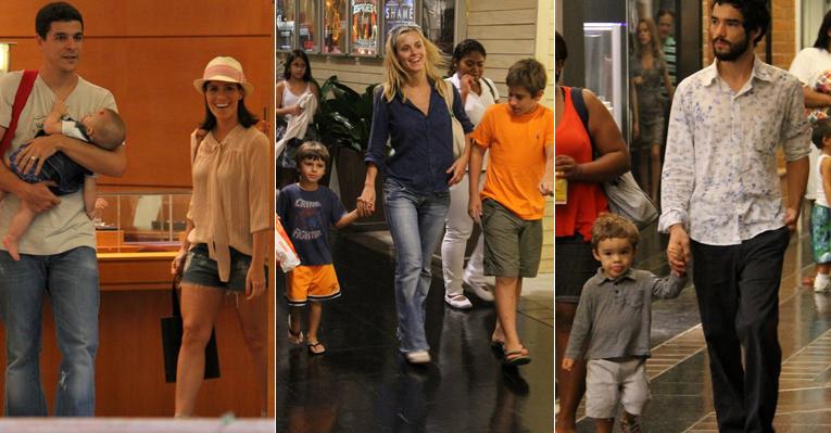 Fernanda Pontes, Carol Dieckmann e Caio Blat aproveitam o sábado na companhia dos filhos