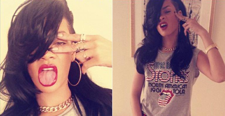 Rihanna publica fotos com os cabelos pretos novamente
