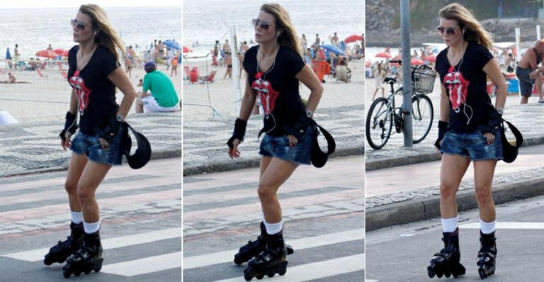 Christine Fernandes: passeio de patins no Leblon