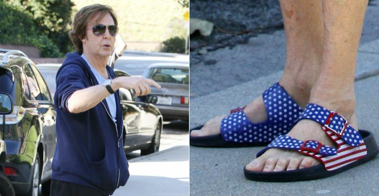 Paul McCartney usa sandália com bandeira dos Estados Unidos
