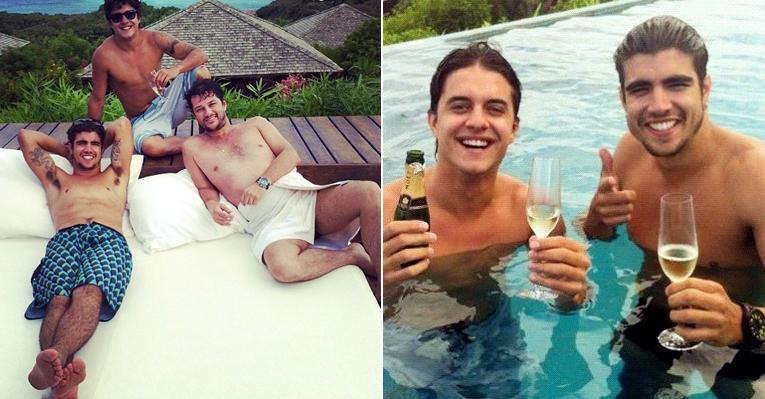 Caio Castro, Marcelo Serrado e Guilherme Boury curtem férias em Noronha