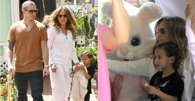 Jennifer Lopez leva filhos gêmeos para ver coelhinho da Páscoa, acompanhada do namorado