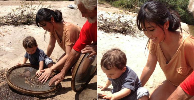 Daniele Suzuki não desgruda do filho Kauai nem no trabalho