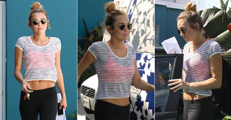 Bastante magra, Miley Cyrus é vista deixando aula de pilates
