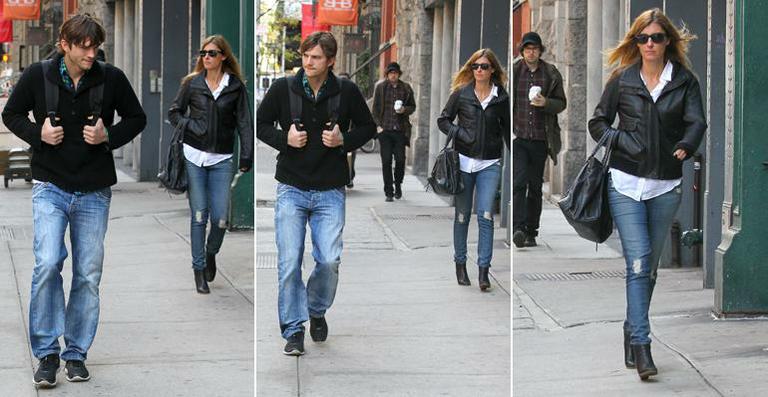 Ashton Kutcher passeia ao lado de loira nos Estados Unidos