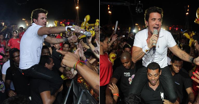 Tuca Fernandes desce do palco para cantar no meio do público em BH
