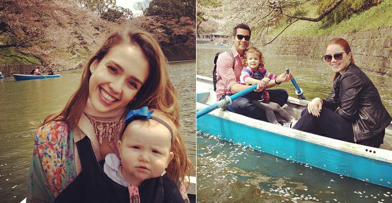 Diversão em família: Jessica Alba mostra passeio de barco com as filhas em Tóquio