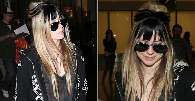 Avril Lavigne surge com parte do cabelo pintado de preto