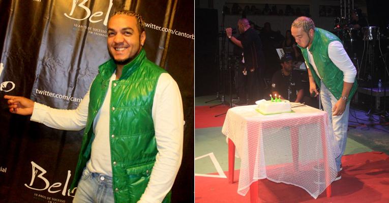 Belo completa 38 anos e comemora durante show na quadra da Grande Rio