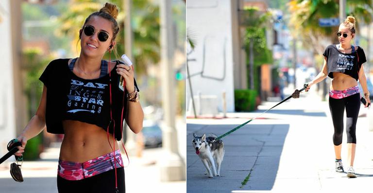 Miley Cyrus exibe o resultado das aulas de pilates em Los Angeles