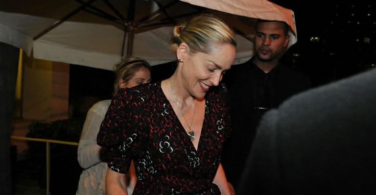 No Brasil para evento beneficente, Sharon Stone aproveita para badalar em SP