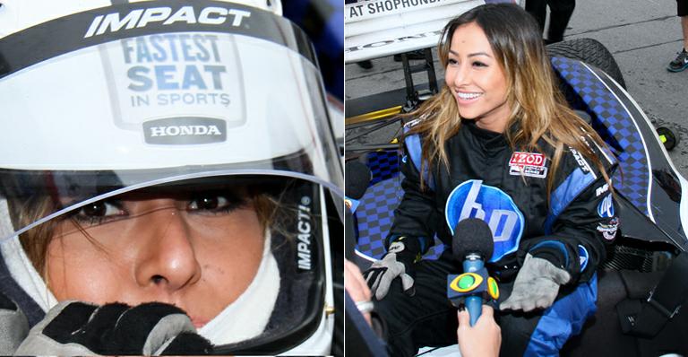 Sabrina Sato se aventura nos boxes e na pista da Fórmula Indy 300 em São Paulo