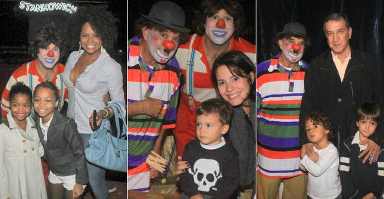 Adriana Bombom, Juliana Knust e Carlos Alberto Parreira levam filhos ao circo