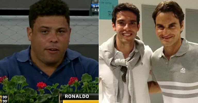 Kaká e Ronaldo assistem a jogos de tênis de Roger Federer e Novak Djokovic