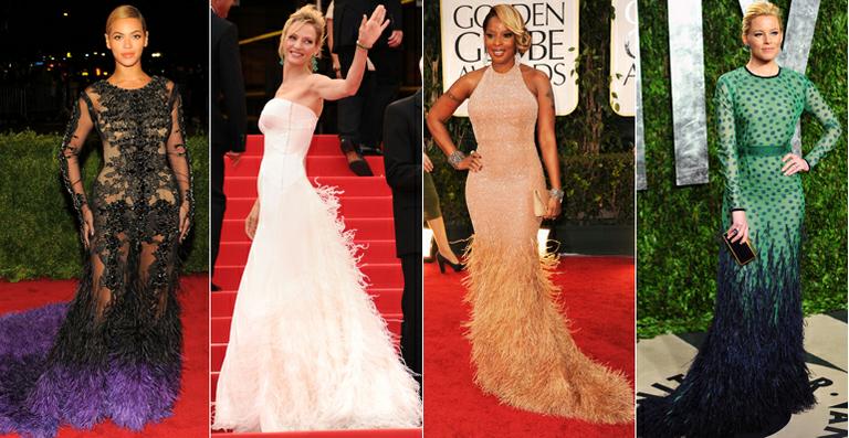 Vestidos de penas caem no gosto das famosas