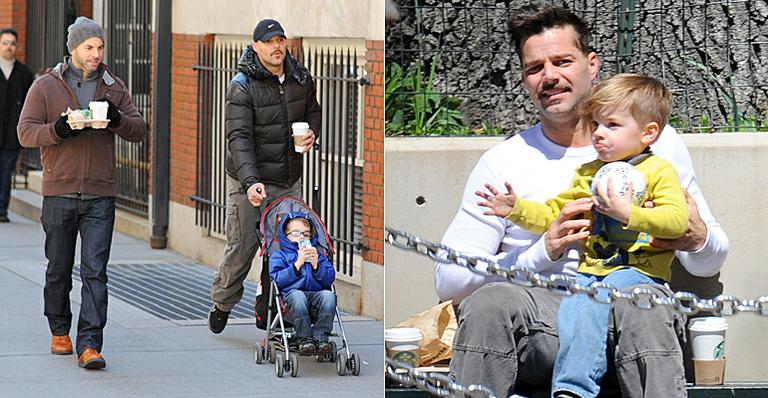 Ricky Martin passeia com filhos e namorado em Nova York