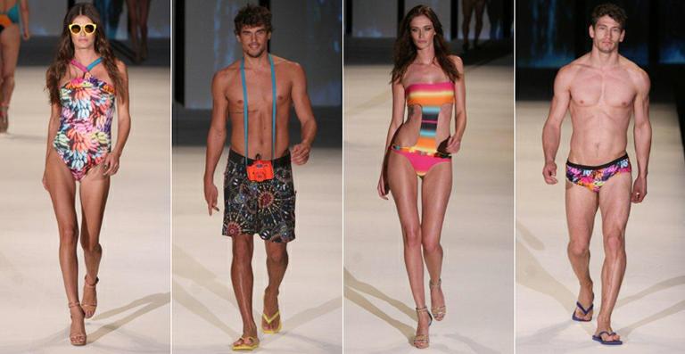 Estampas nos looks praia da Blue Man no Fashion Rio