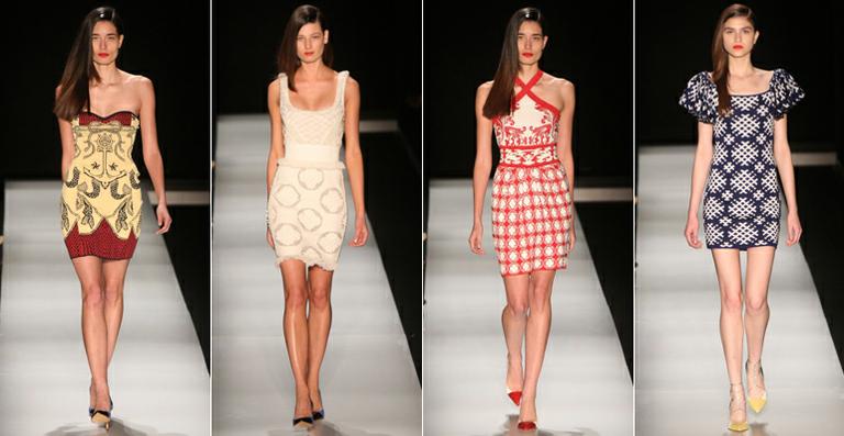 Vestidos justos no desfile da grife Coven