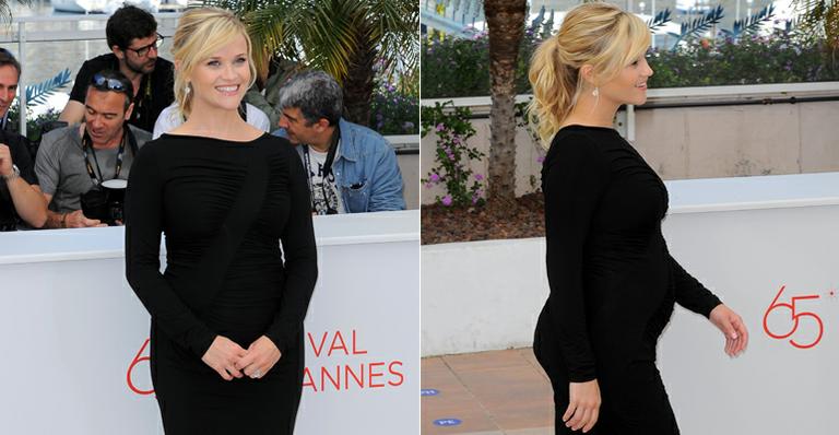 Reese Witherspoon exibe a barriguinha de grávida em vestido justo em Cannes