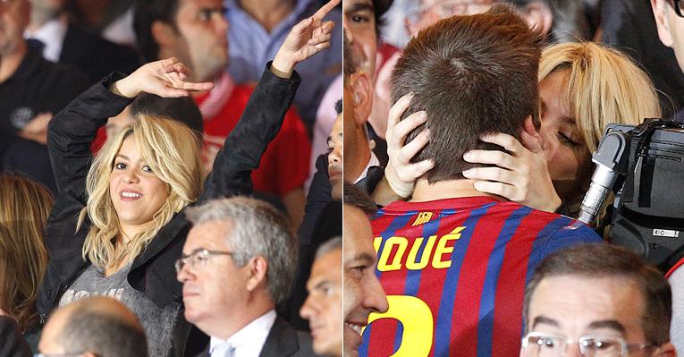 Shakira torce e comemora vitória do Barcelona com Piqué