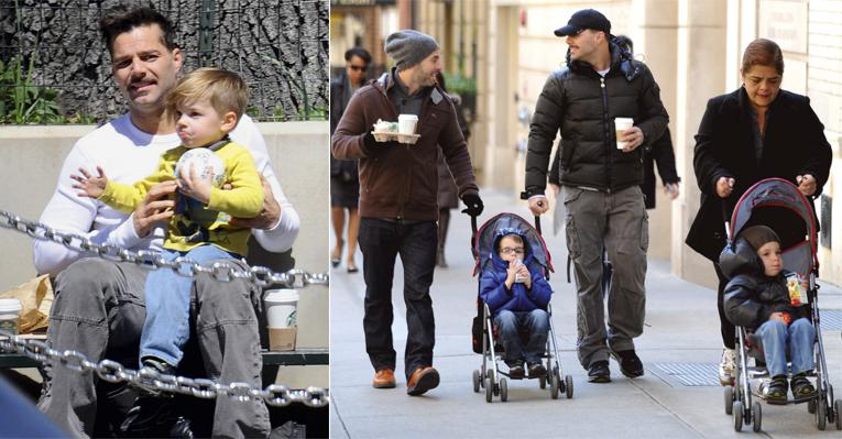 Ricky Martin curte tarde com os gêmeos e o namorado em Nova York