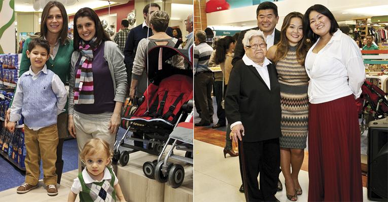 Gigi Monteiro e Ana Saab prestigiam lançamento de loja com os filhos